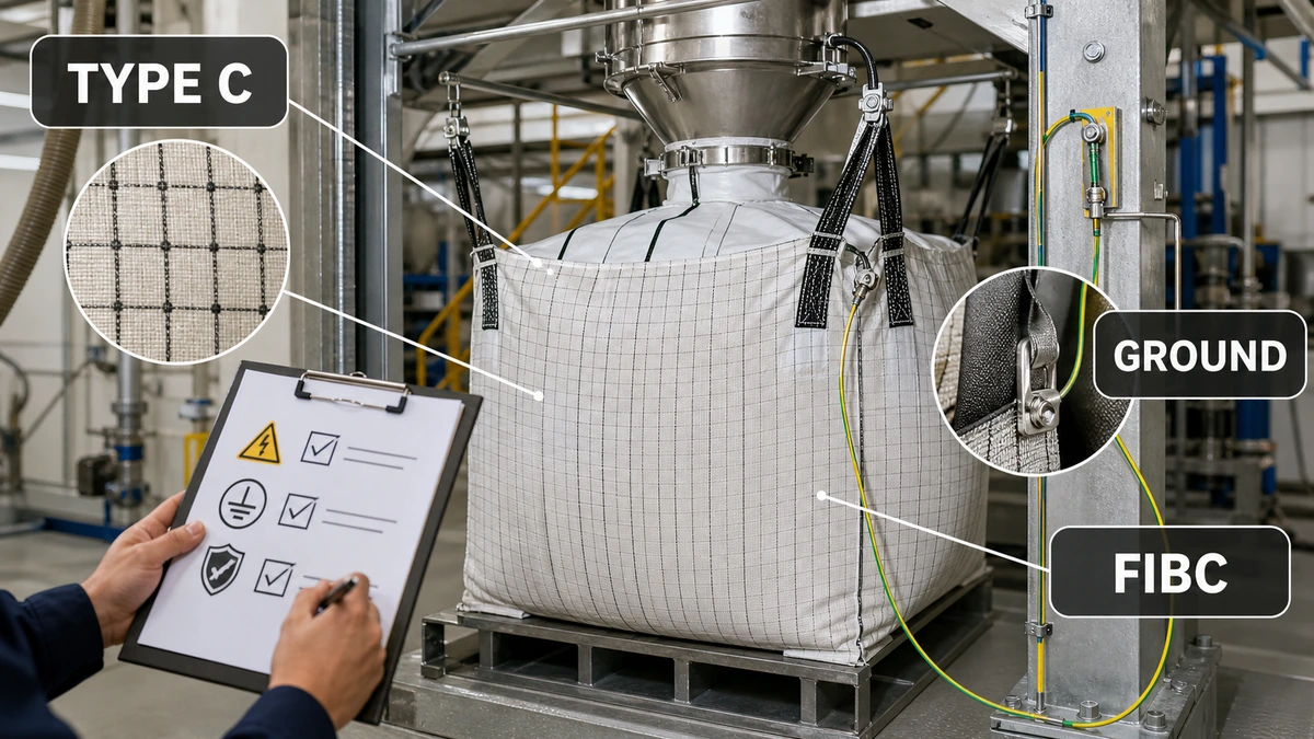 Hoe moeten kopers een Type C geleidende FIBC-bulkzak en aardingssysteem specificeren?